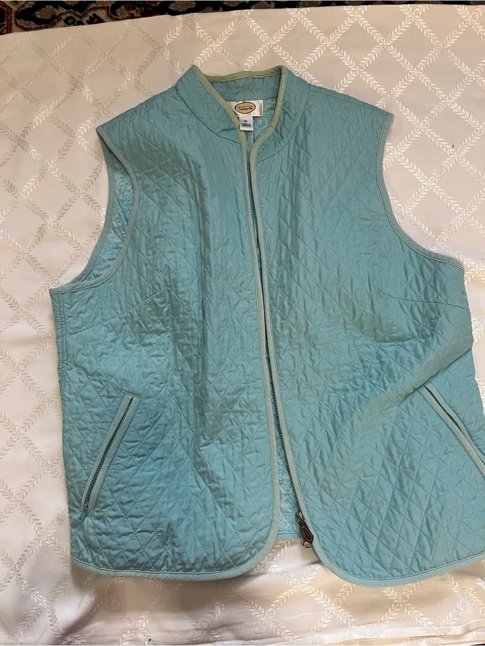 Talbots Quilted Sleeveless Vest - Light Teal